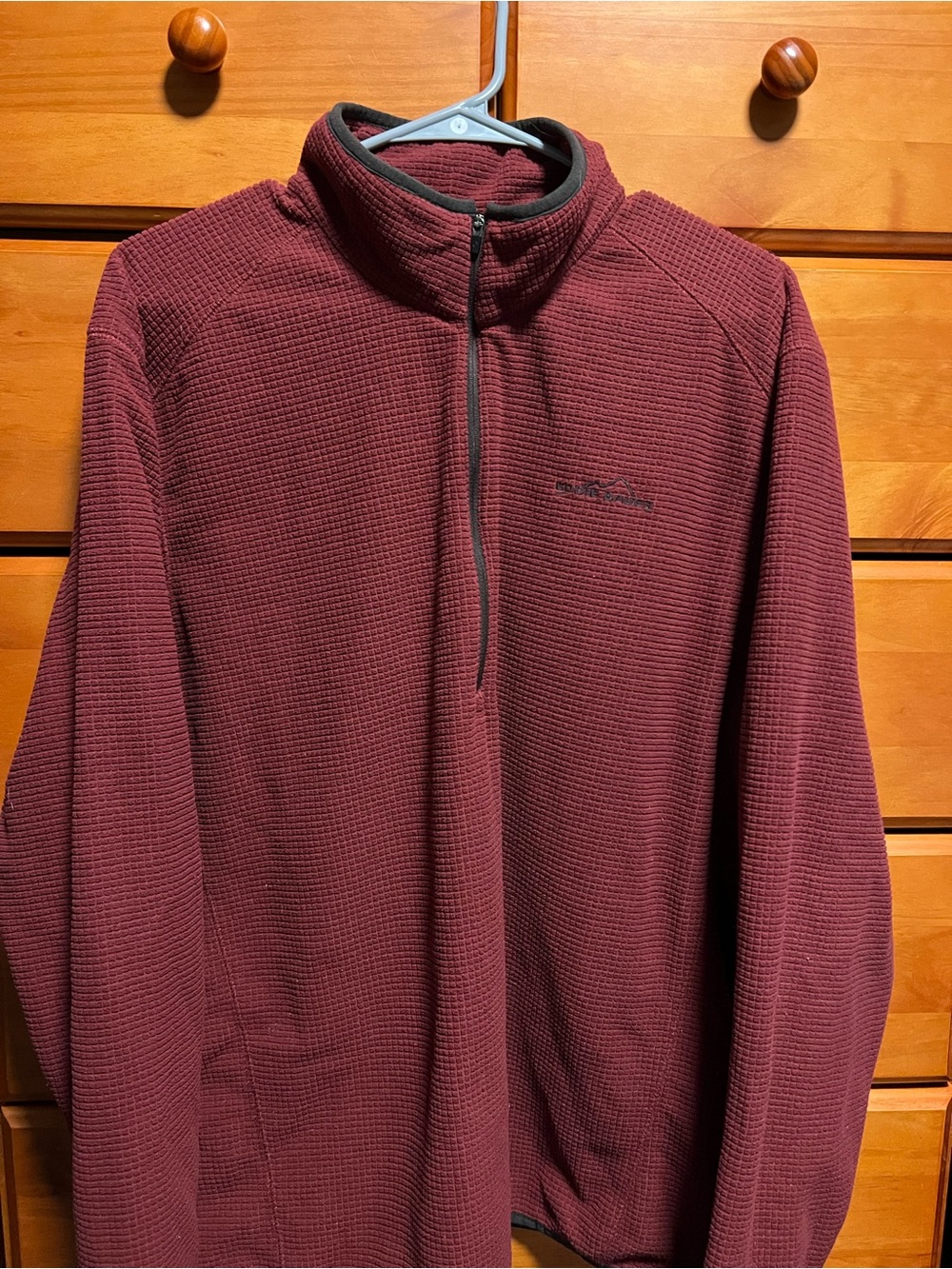 Eddie Bauer Burgundy Quarter-Zip Waffle Knit Pullover